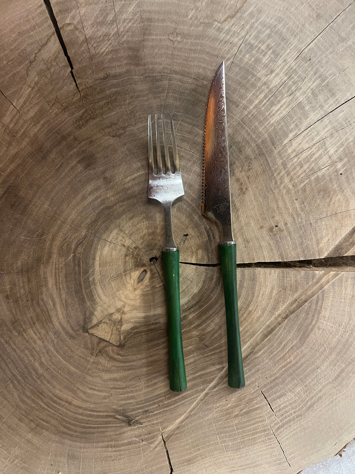 Custom Damaskus bestik sæt